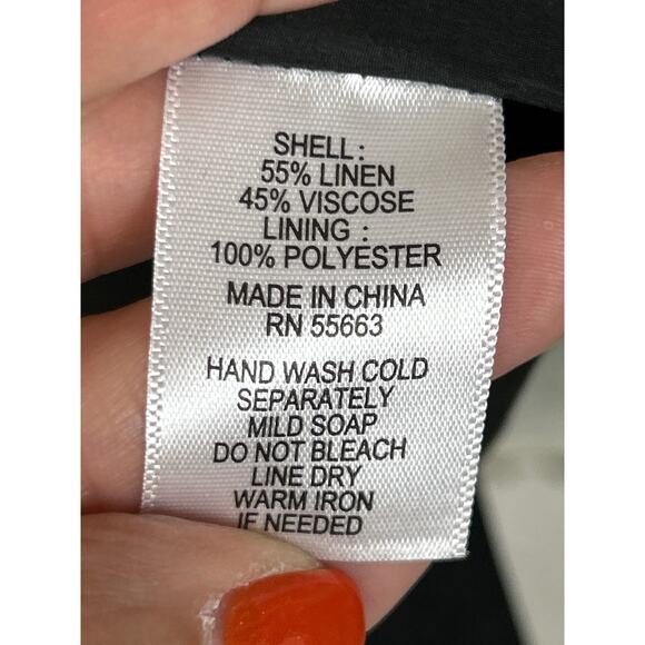 Halston Women’s M Black Linen Blend Lined Blazer Coat Jacket button-up - Picture 6 of 6